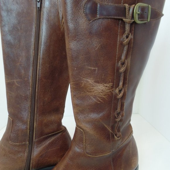 Brown Leather Zip Up Boots W Braided Trim & Buckle With Character Sz 9 #6436398 - Picture 6 of 16